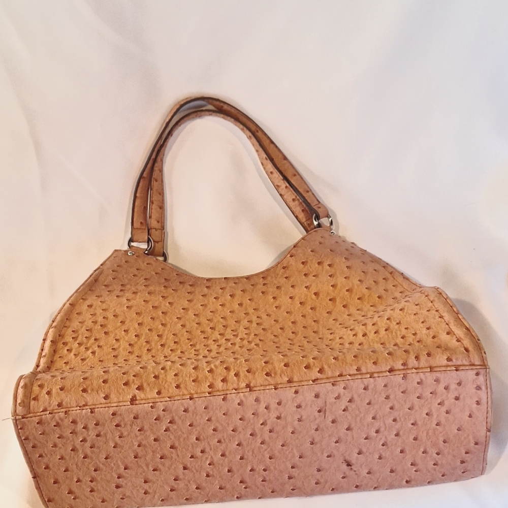 light salmon colored Faux Ostrich handbag